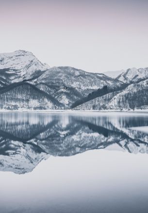 lake, Lago di Gramolazzo, Tuscany Wallpaper 1640x2360