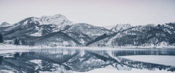 lake, Lago di Gramolazzo, Tuscany Wallpaper 2560x1080