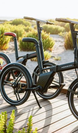 two bikes, walkway on the beach Wallpaper 600x1024