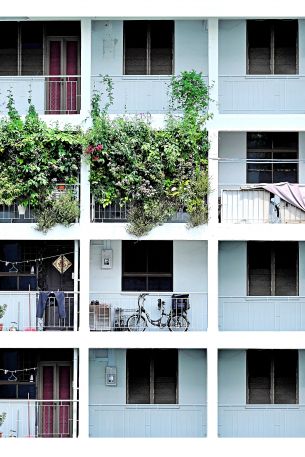 residential building balconies Wallpaper 640x960