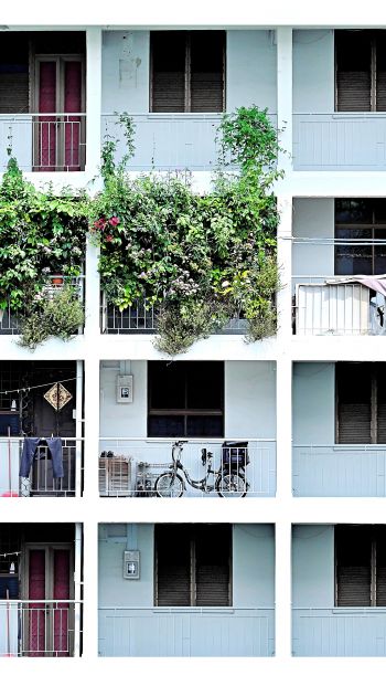 residential building balconies Wallpaper 640x1136