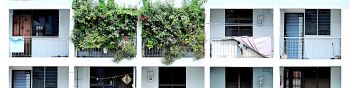 residential building balconies Wallpaper 1590x400