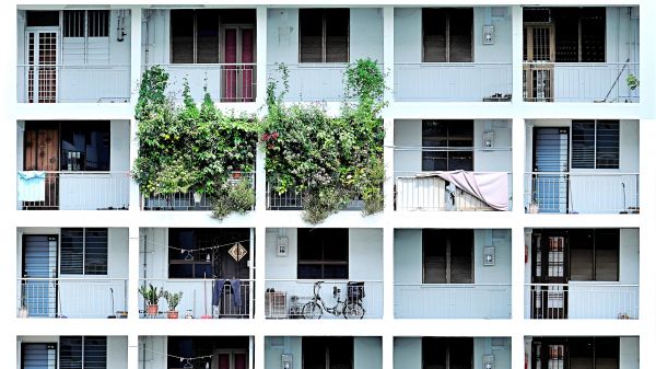 residential building balconies Wallpaper 1366x768