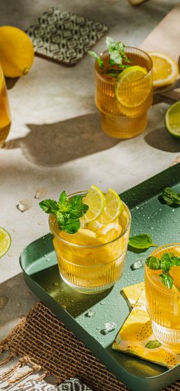 homemade iced lemon tea Wallpaper 1080x2340