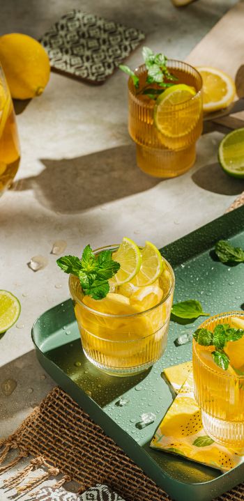 homemade iced lemon tea Wallpaper 1440x2960