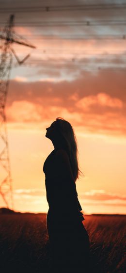 girl in the sunset Wallpaper 1080x2340