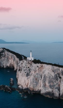 Lighthouse at Cape Lefkada, Apollonius, Greece Wallpaper 600x1024