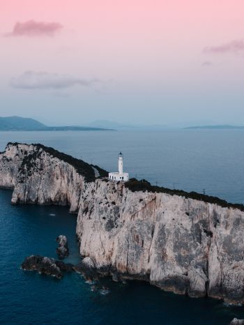 Lighthouse at Cape Lefkada, Apollonius, Greece Wallpaper 2048x2732