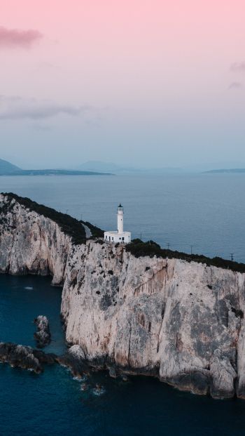 Lighthouse at Cape Lefkada, Apollonius, Greece Wallpaper 640x1136