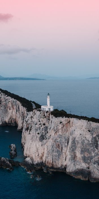 Lighthouse at Cape Lefkada, Apollonius, Greece Wallpaper 720x1440