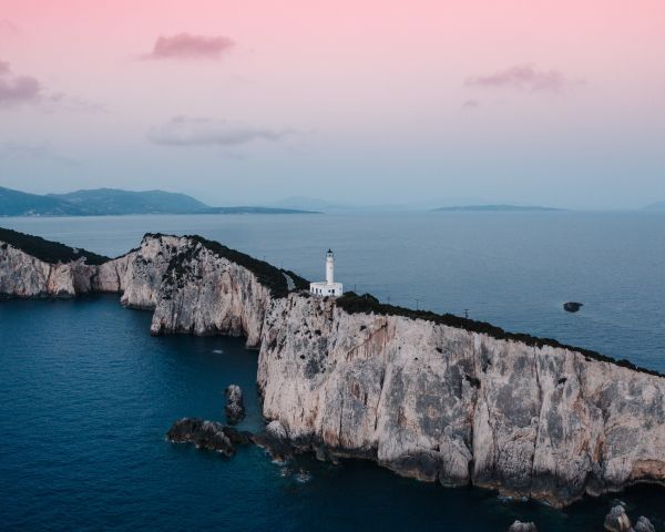 Lighthouse at Cape Lefkada, Apollonius, Greece Wallpaper 1280x1024