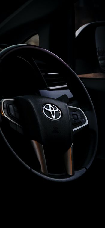 Toyota, steering wheel Wallpaper 1284x2778