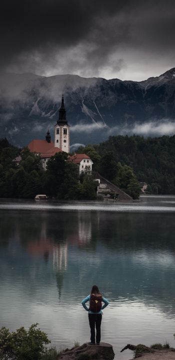 Bled, Slovenia, clean scenery Wallpaper 1440x2960
