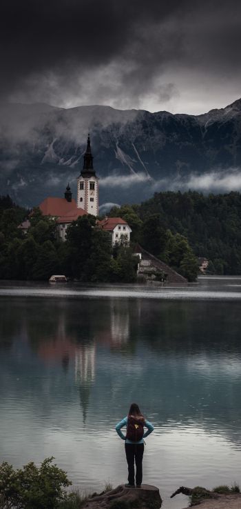 Bled, Slovenia, clean scenery Wallpaper 1080x2280
