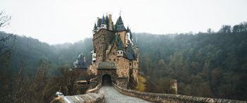 Обои 3440x1440 Замок Эльц, Виршем, Германия