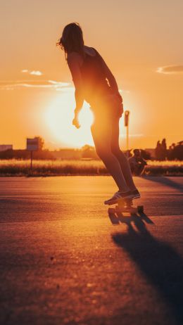skateboarders, sunset Wallpaper 1440x2560