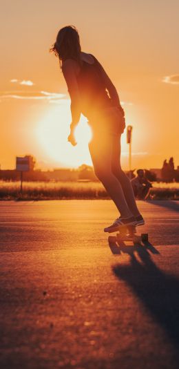 skateboarders, sunset Wallpaper 1080x2220