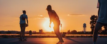 skateboarders, sunset Wallpaper 2560x1080