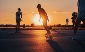 skateboarders, sunset Wallpaper 2560x1600