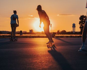 skateboarders, sunset Wallpaper 1280x1024