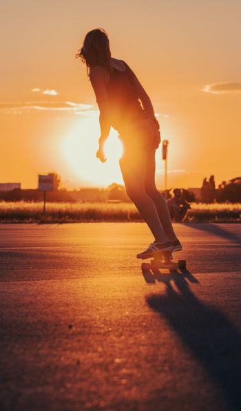 skateboarders, sunset Wallpaper 600x1024