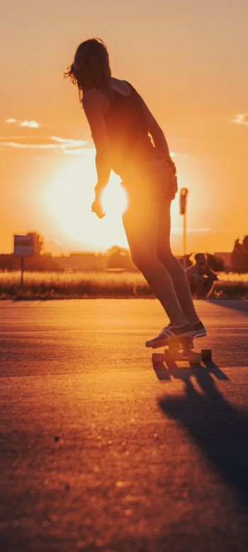 skateboarders, sunset Wallpaper 1440x3200