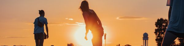 skateboarders, sunset Wallpaper 1590x400