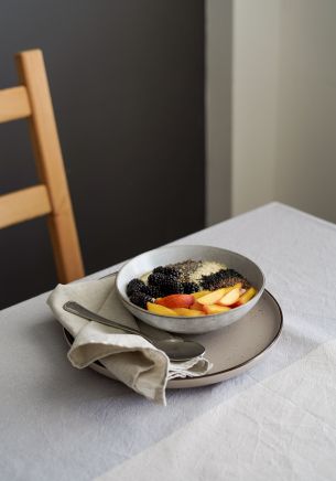 breakfast, fruit porridge Wallpaper 1668x2388