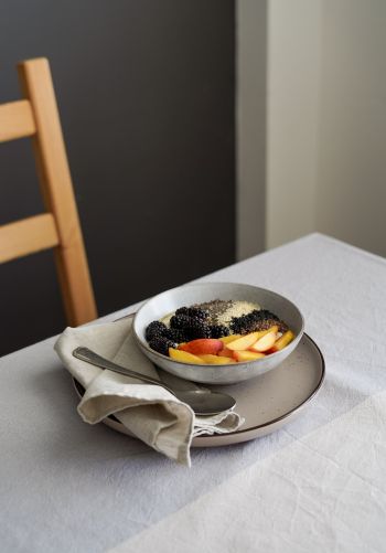 breakfast, fruit porridge Wallpaper 1668x2388