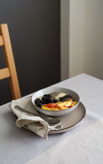 breakfast, fruit porridge Wallpaper 1752x2800