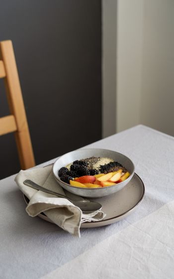breakfast, fruit porridge Wallpaper 1200x1920