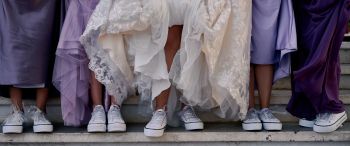 wedding, girls in sneakers Wallpaper 3440x1440