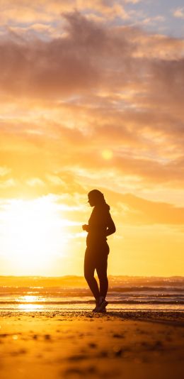 girl on sunset background Wallpaper 1080x2220