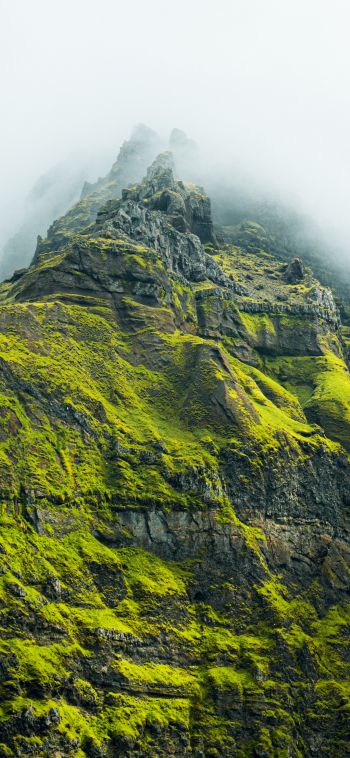 mountain peak, green mountain Wallpaper 1080x2340