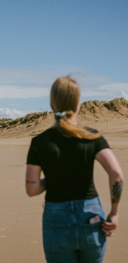 Formby, Liverpool, Great Britain, girl Wallpaper 1080x2220