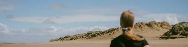 Formby, Liverpool, Great Britain, girl Wallpaper 1590x400