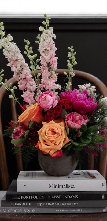 bouquet of flowers in a vase Wallpaper 1080x2220