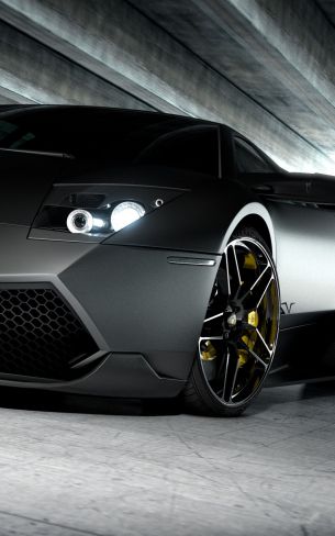 black Lamborghini, sports car, dark Wallpaper 800x1280