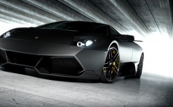 black Lamborghini, sports car, dark Wallpaper 1920x1200