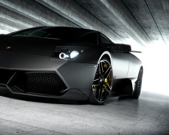 black Lamborghini, sports car, dark Wallpaper 1280x1024