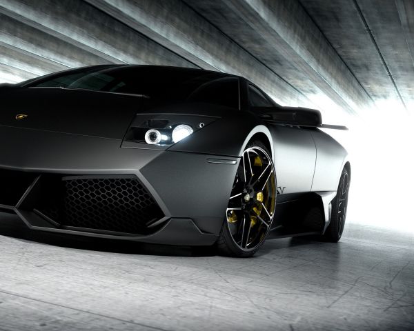 black Lamborghini, sports car, dark Wallpaper 1280x1024