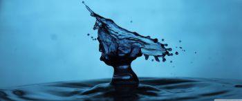 drop of water, blue, dark Wallpaper 3440x1440