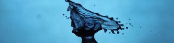 drop of water, blue, dark Wallpaper 1590x400