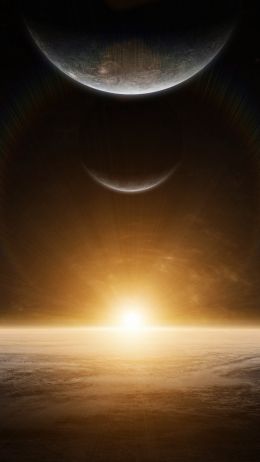 planet, sunlight, black Wallpaper 750x1334