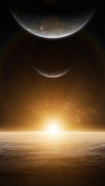 planet, sunlight, black Wallpaper 640x1136
