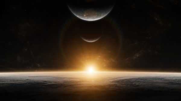 planet, sunlight, black Wallpaper 2560x1440