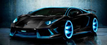 Lamborghini Aventador TRON, sports car, neon Wallpaper 2560x1080