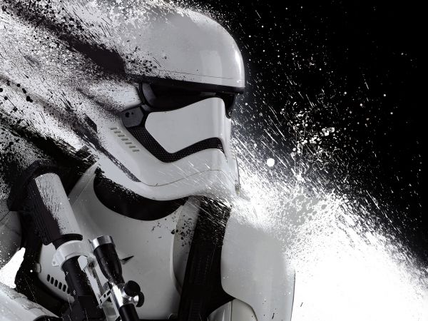 imperial stormtrooper, star wars, black and white Wallpaper 1024x768