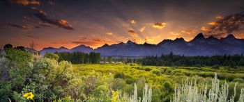 sunset, mountains, landscape Wallpaper 2560x1080