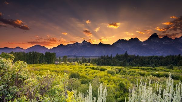 sunset, mountains, landscape Wallpaper 1920x1080